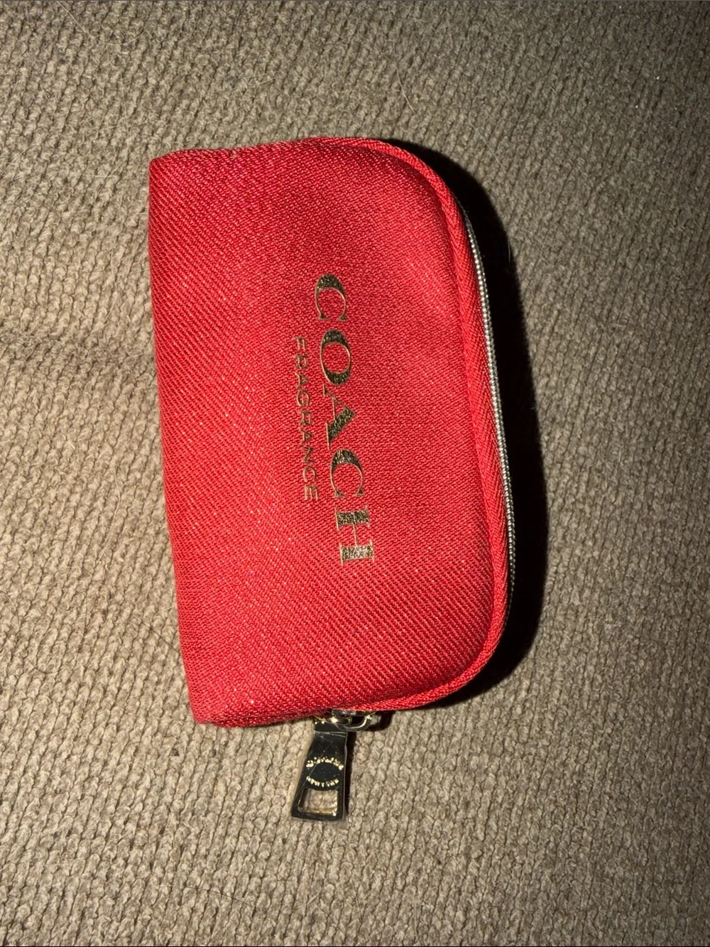 Coach Red Zip Coin Pouch with Gold Logo